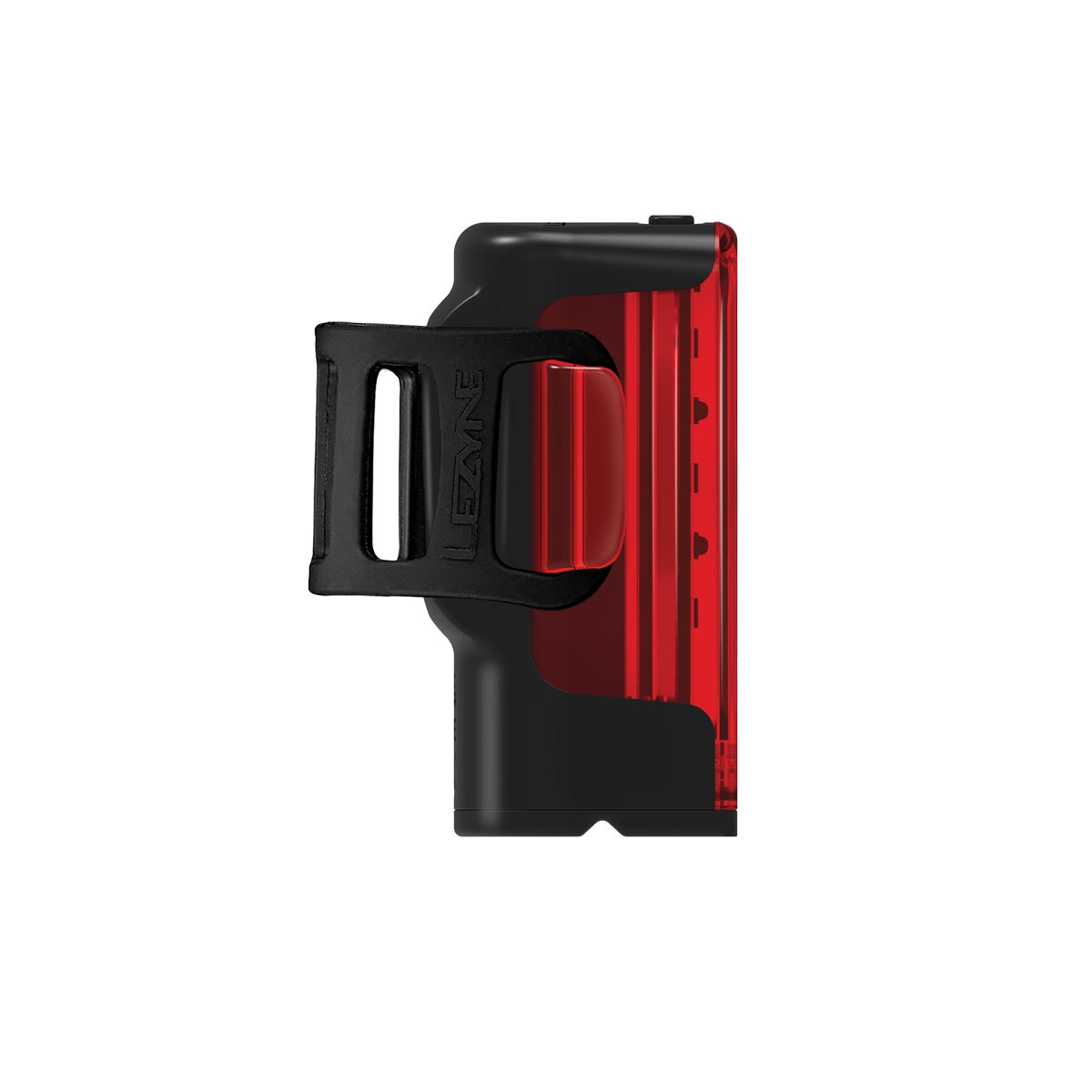 Lezyne Strip+ StVZO Rear light, black housing, side view.