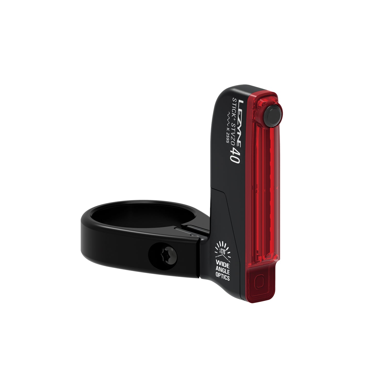 Lezyne STICK+ StVZO SC REAR ultra-thin LED bicycle taillight with StVZO compliance, seat clamp mount, magnetic clip attachment, and 270° wide-angle visibility.