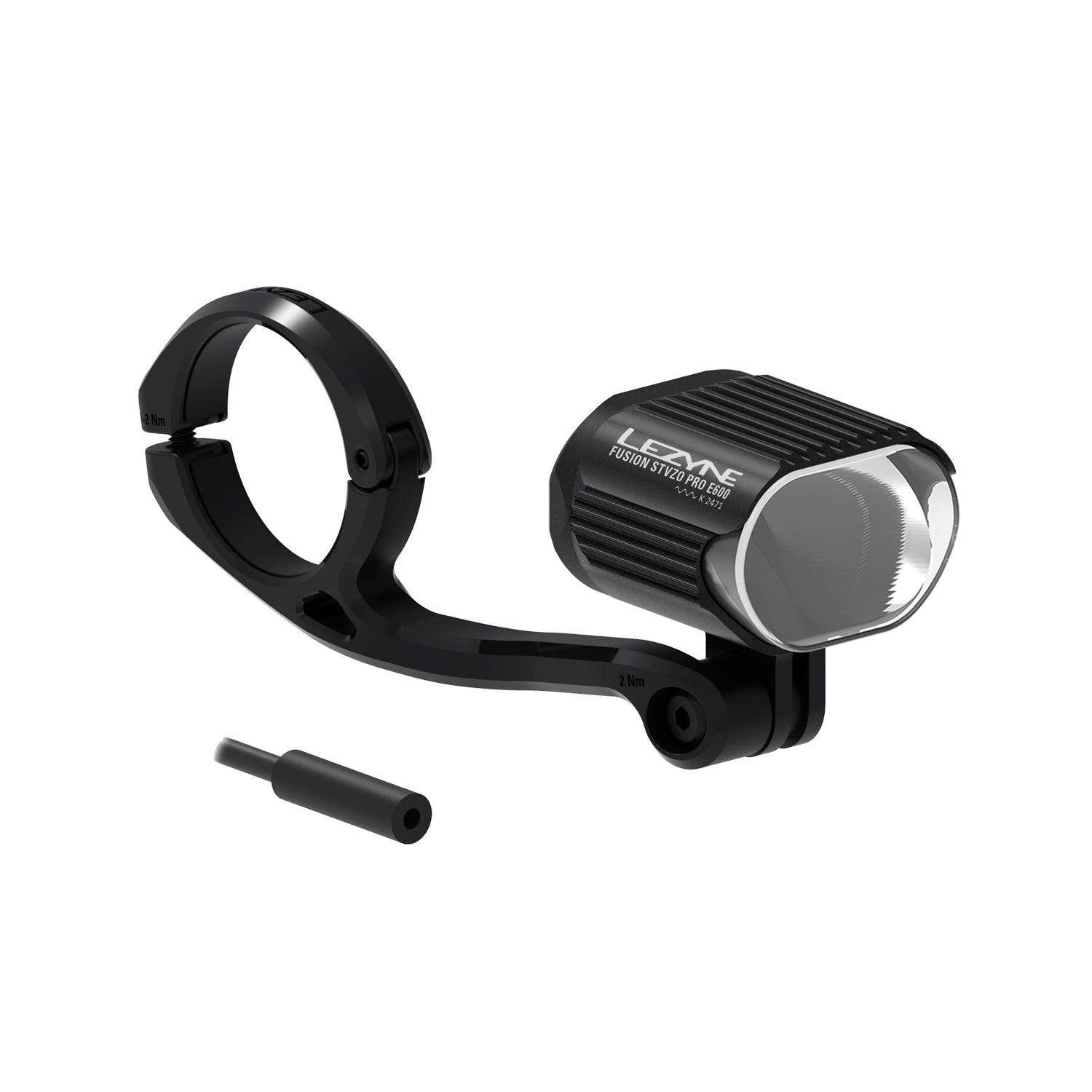 Lezyne E-BIKE FUSION PRO StVZO E600 front bike light with forward center mount and BOSCH BES3 connector, designed for seamless e-bike integration and reliable power delivery.