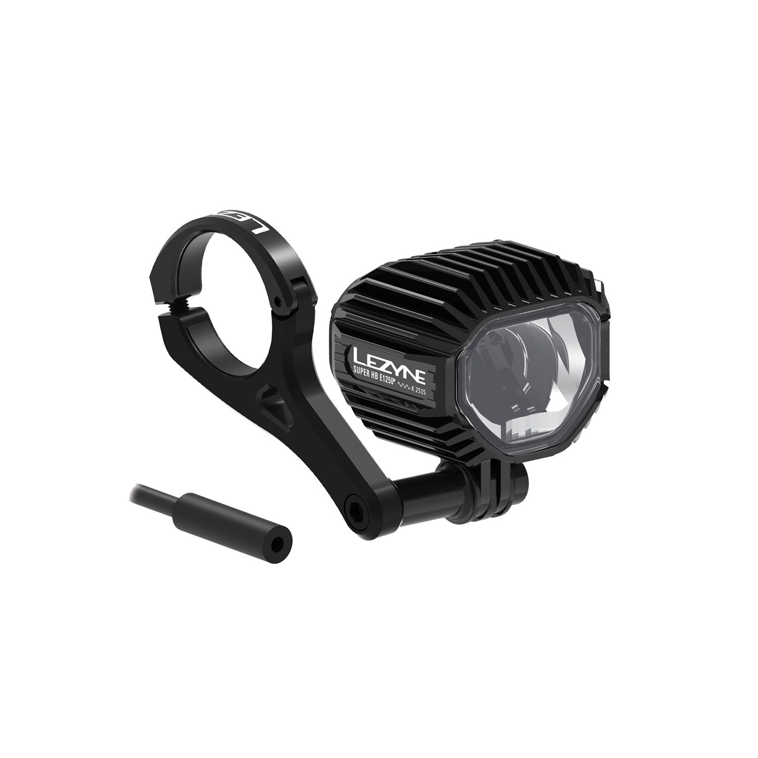 Lezyne E-BIKE SUPER HB StVZO E1250+ LED front bike light with CNC aluminum mount and BOSCH BES3 connector, ensuring secure attachment and efficient power delivery.