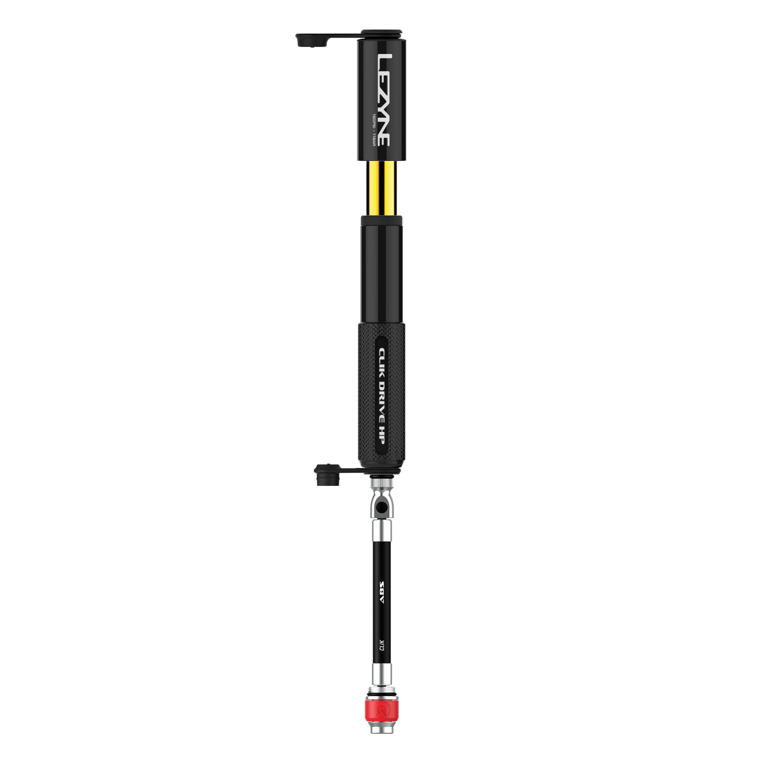 Lezyne CLIK DRIVE HP – fully rebuildable aluminum hand pump built for long-term reliability and precision inflation.