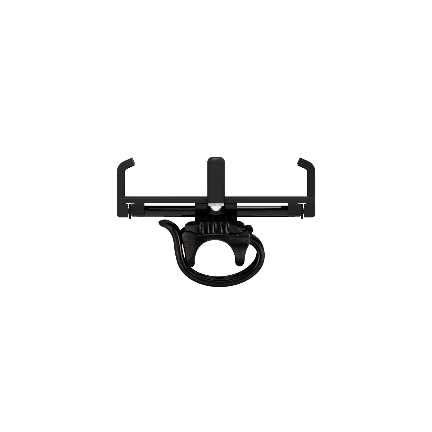 Side view of the CNC Phone Mount highlighting the ultra-strong mounting strap, designed for secure handlebar attachment.