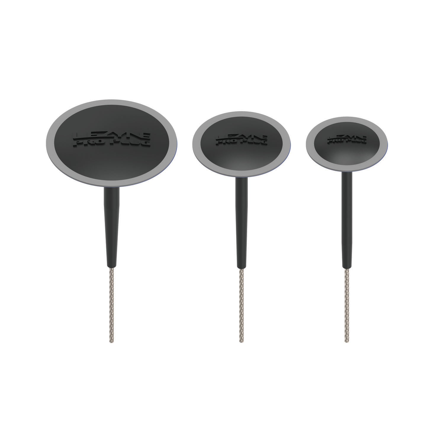 Lezyne Tubeless Pro Plugs kit with 3mm, 3.5mm, and 4.5mm plugs for versatile repairs.