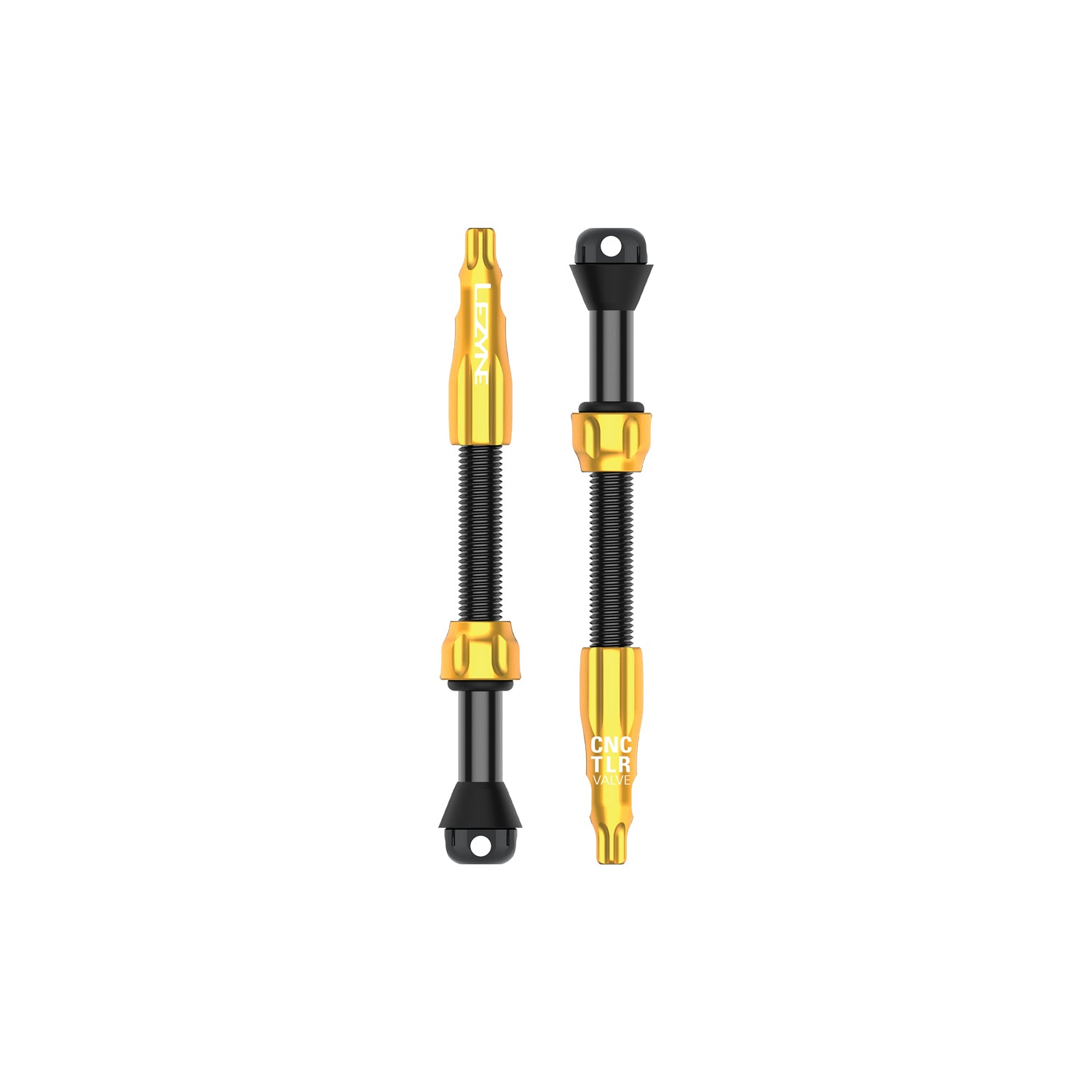 Gold CNC TLR VALVE PRO 60mm tubeless Presta valve with T25 tool cap, high-flow slots, and leak-free seal for tubeless-ready road and gravel bikes.