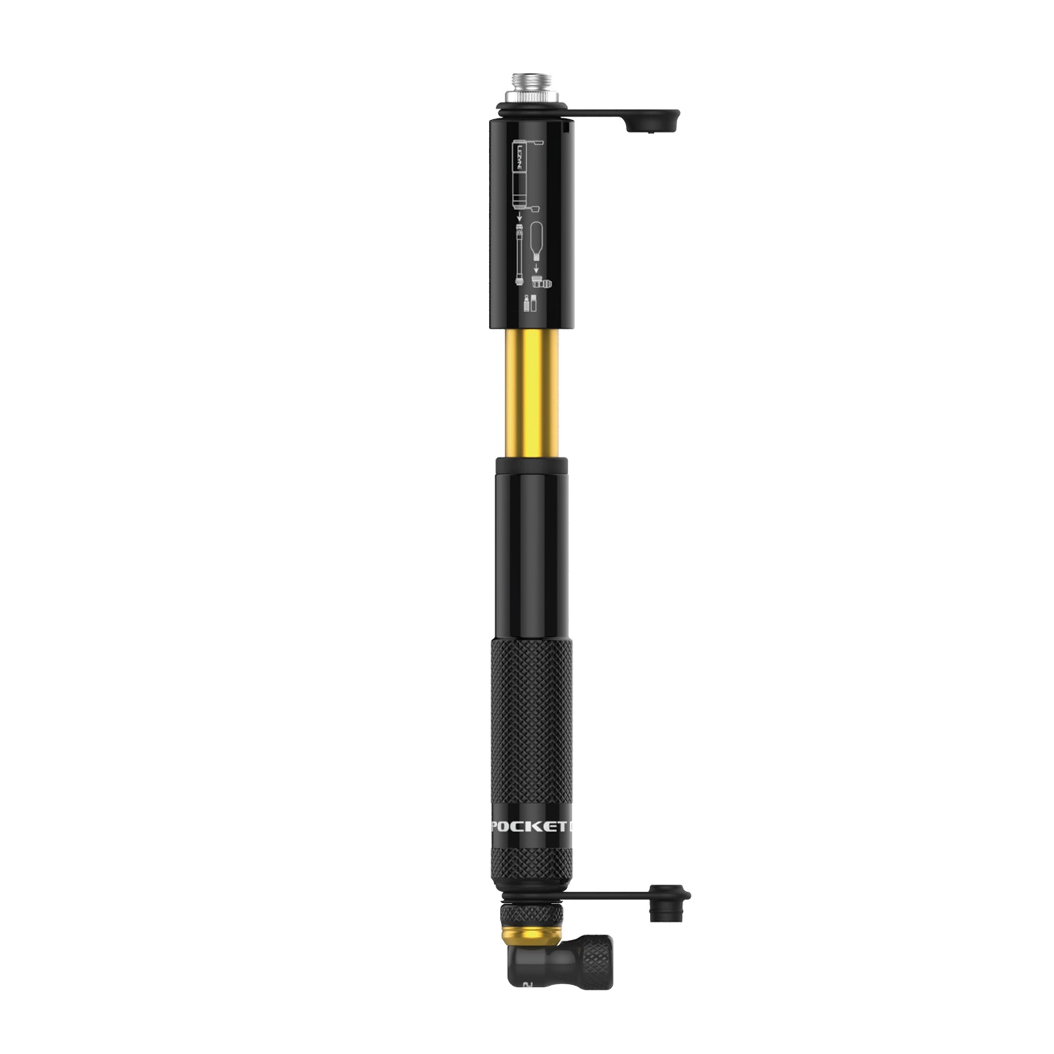 Product shot of Pocket Drive CO2 bike hand pump showcasing lightweight, fully rebuildable form and clean, minimalist design.