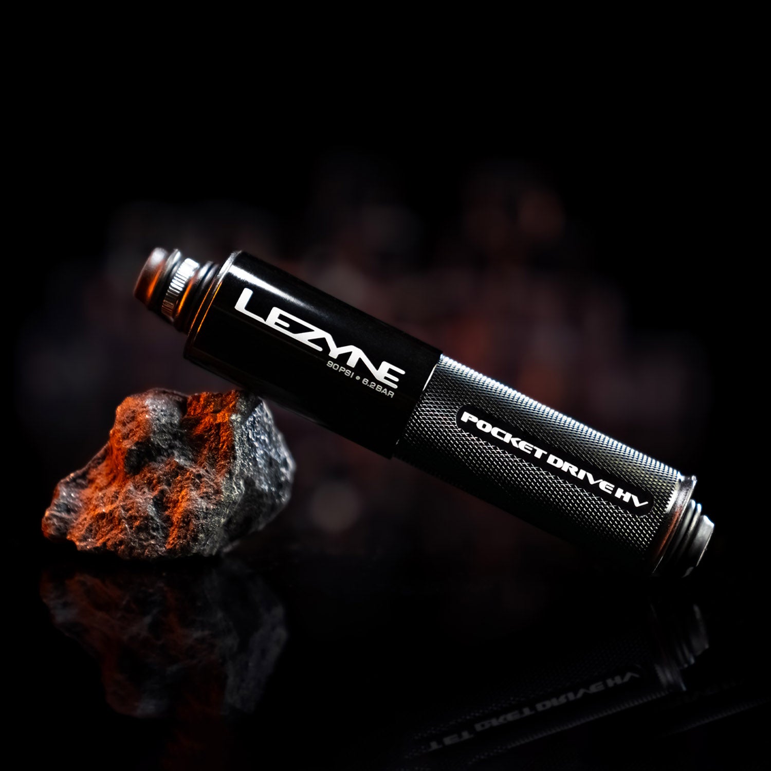 Lightweight Lezyne Pocket Drive HV pump with overlapping handle and ABS Flex Hose for reliable, high-volume tire inflation.