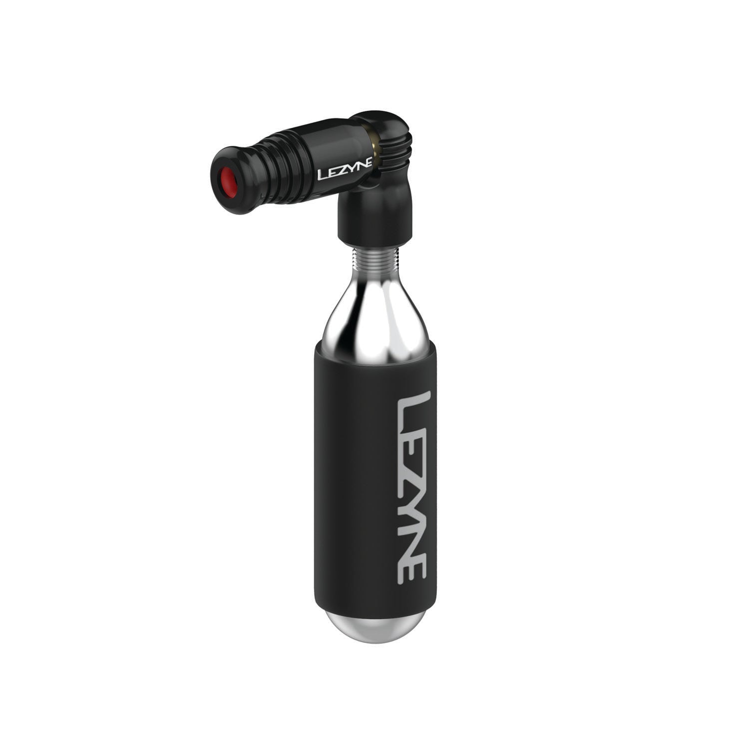Lezyne Trigger Speed Drive CO2 inflator in black, CNC-machined aluminum with Presta-only head and ergonomic trigger valve.