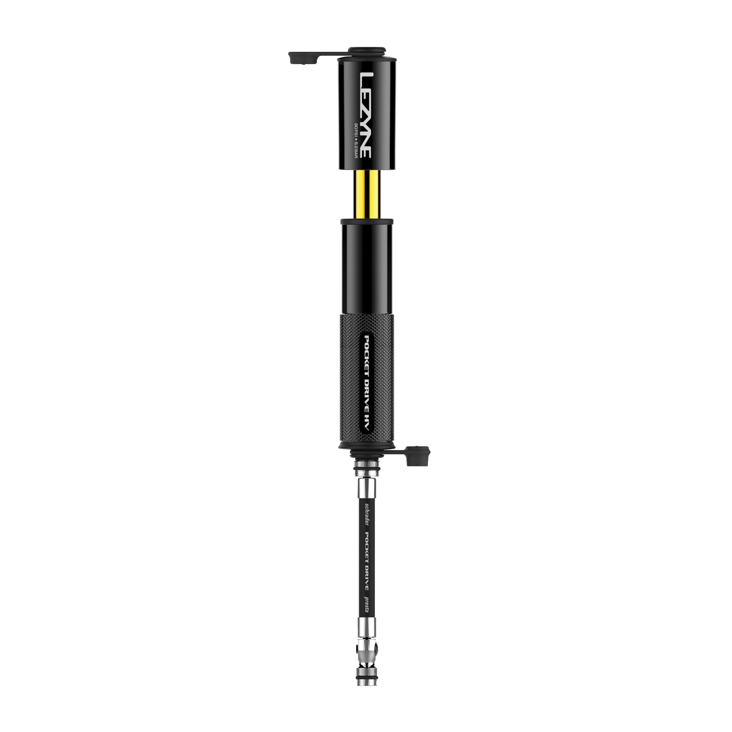 Lezyne Pocket Drive HV hand pump with high-volume output, ergonomic overlapping handle, and aluminum construction.