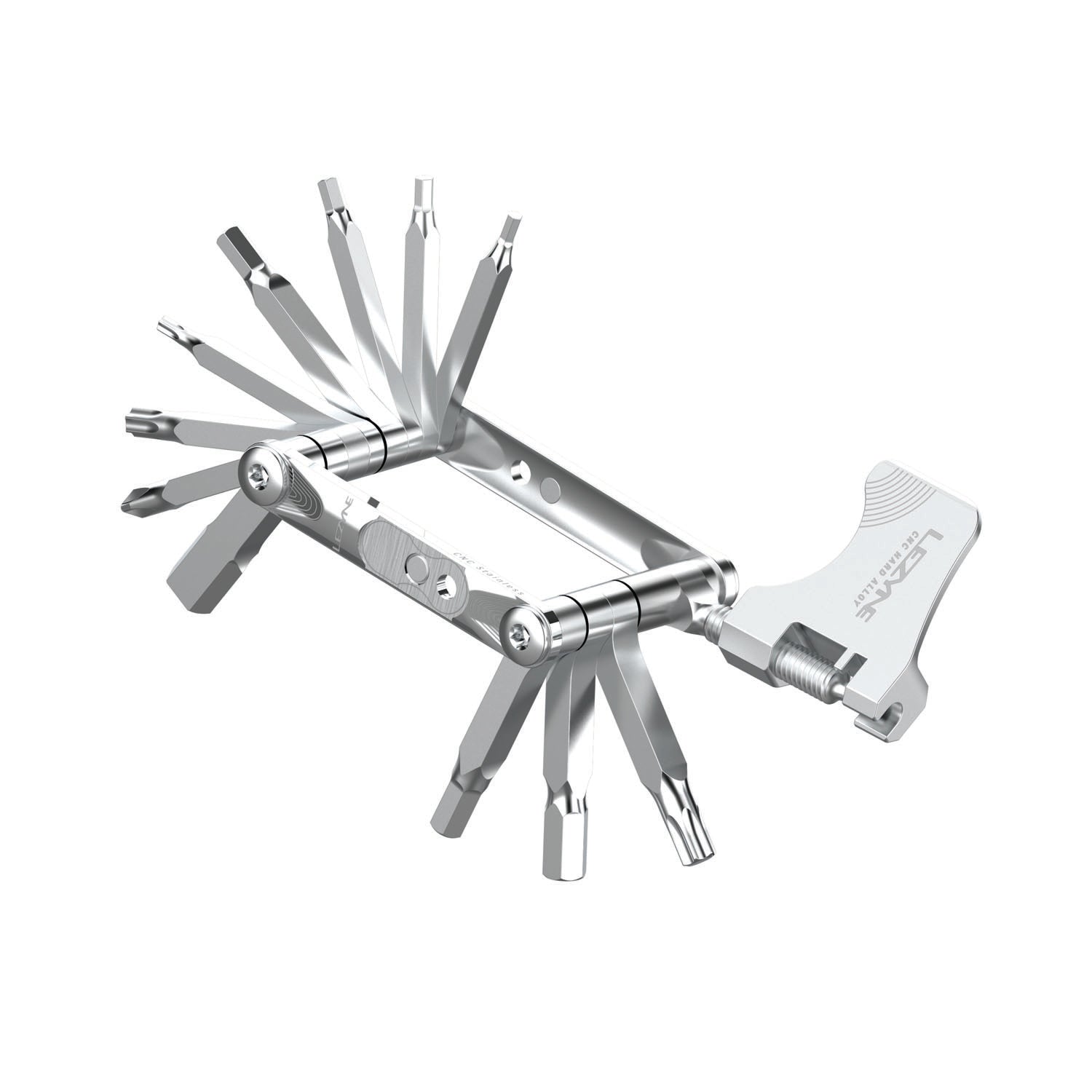 Lezyne SV Pro Tool compact bike multi-tool with stainless steel bits and ergonomic aluminum plates for repairs on the road and trail.