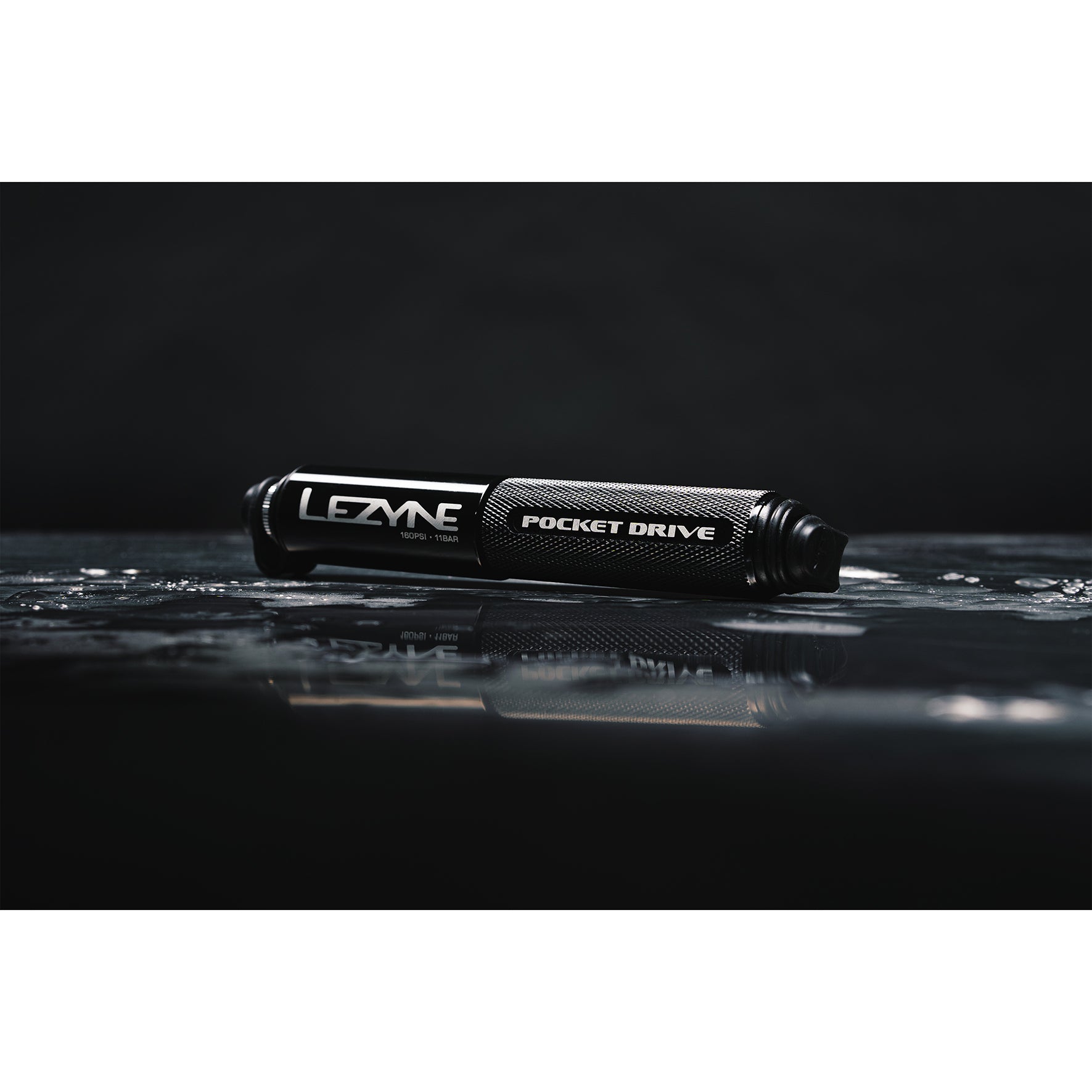 Lezyne Pocket Drive bike hand pump, compact and efficient with Presta and Schrader compatibility, fully rebuildable for long-lasting use.