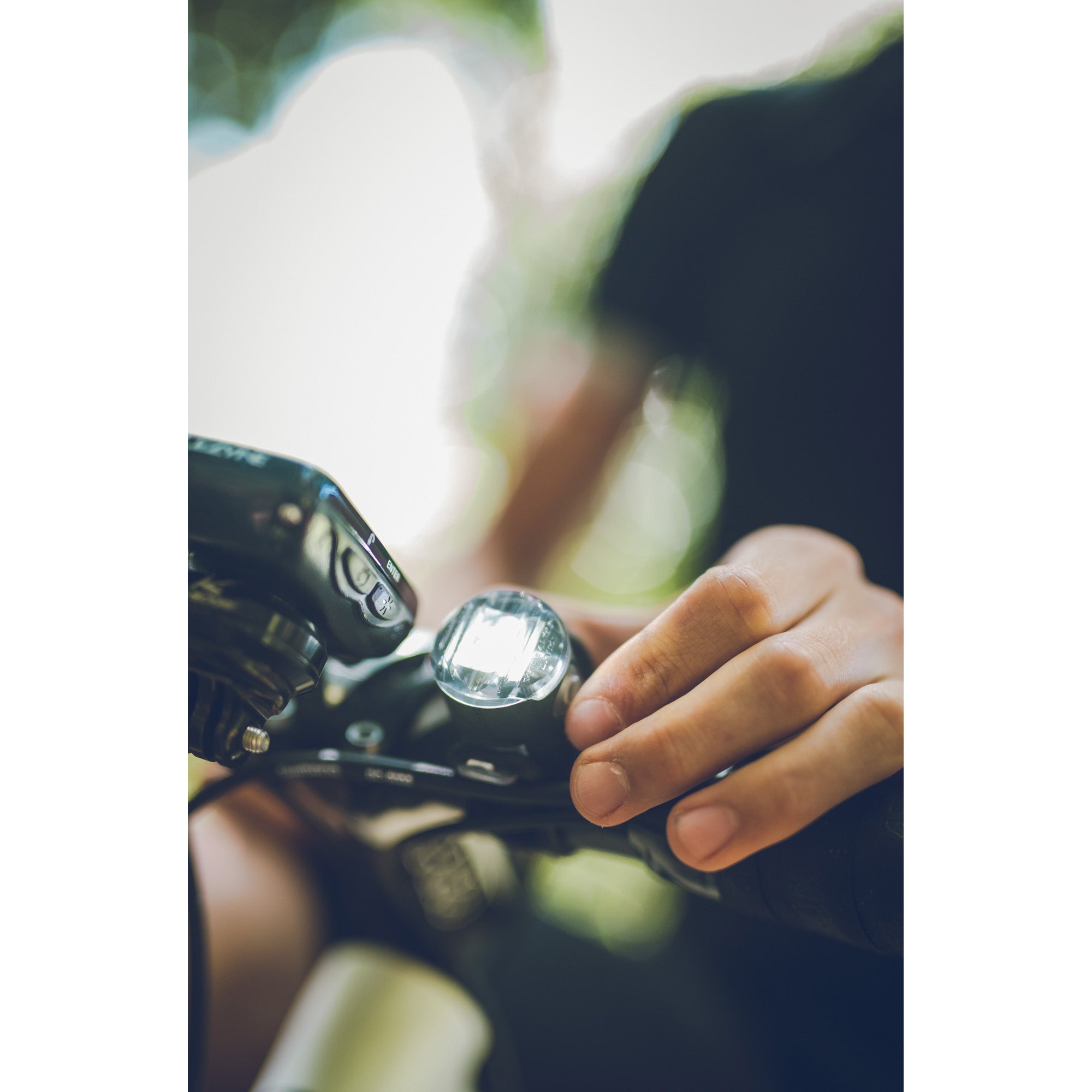 Black  Femto USB Drive front bike light on a bike