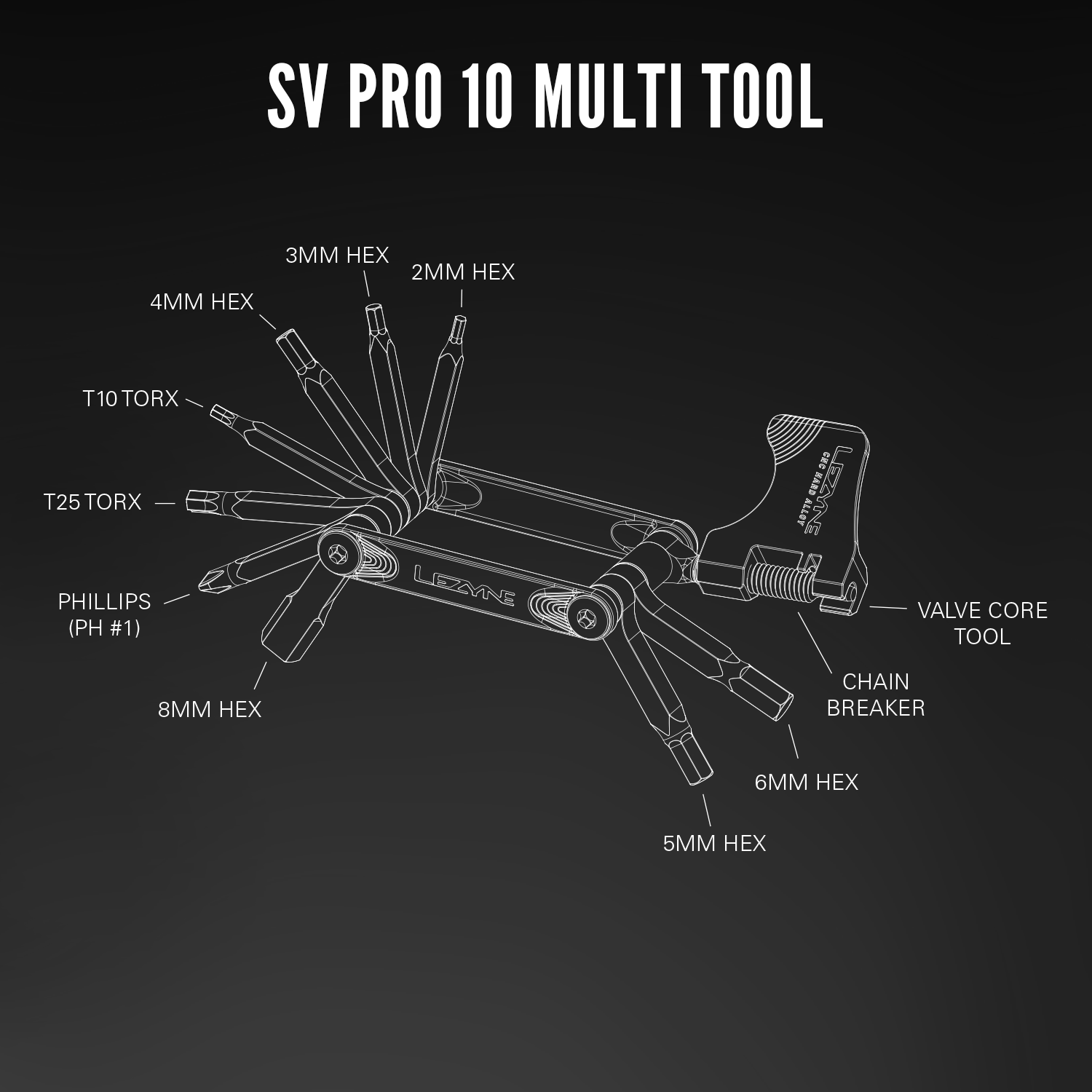Lezyne SV Pro Tool, a premium cycling accessory with compact dimensions and reliable multi-tool functionality.