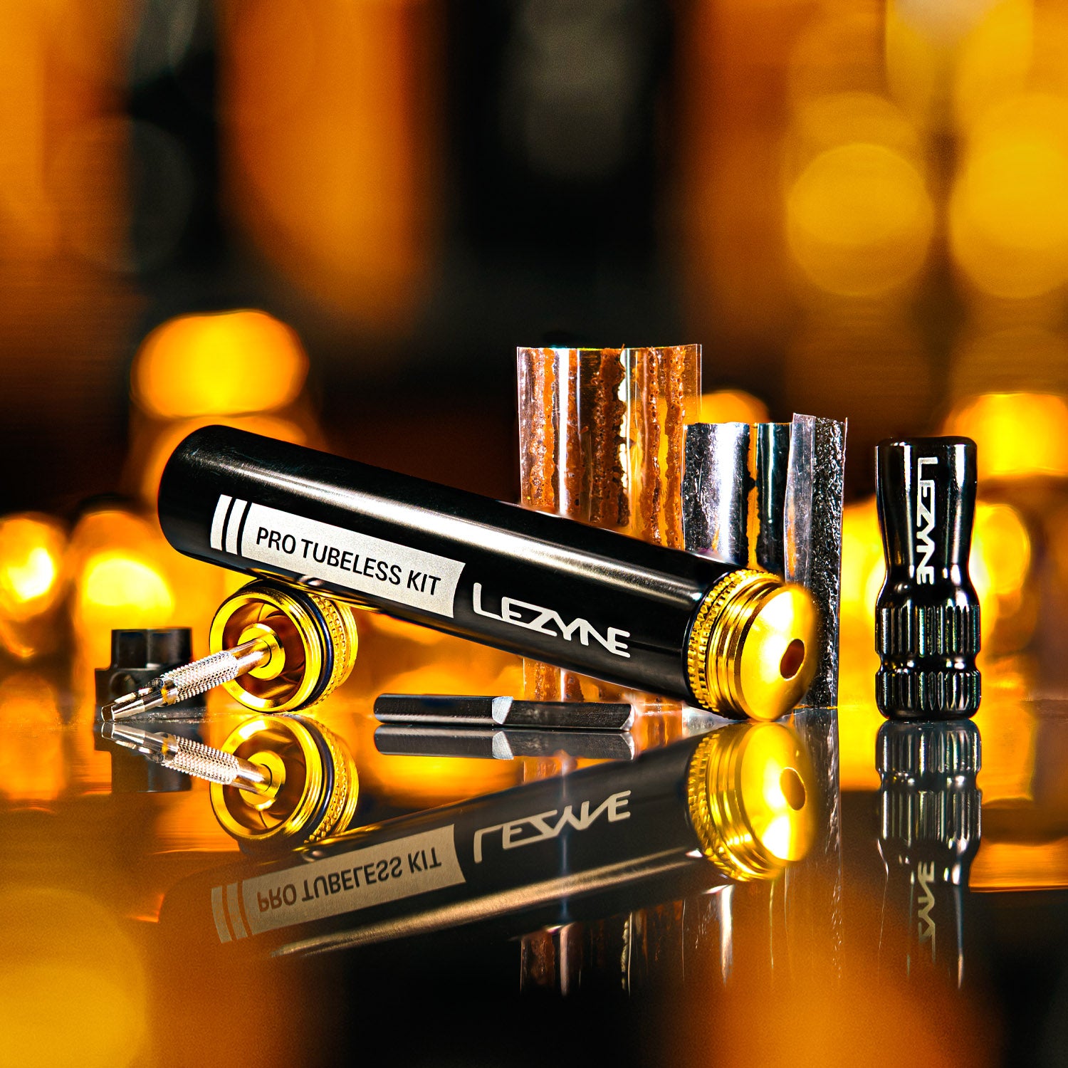 Efficient tubeless bike repair kit, ideal for both professional and home mechanics.