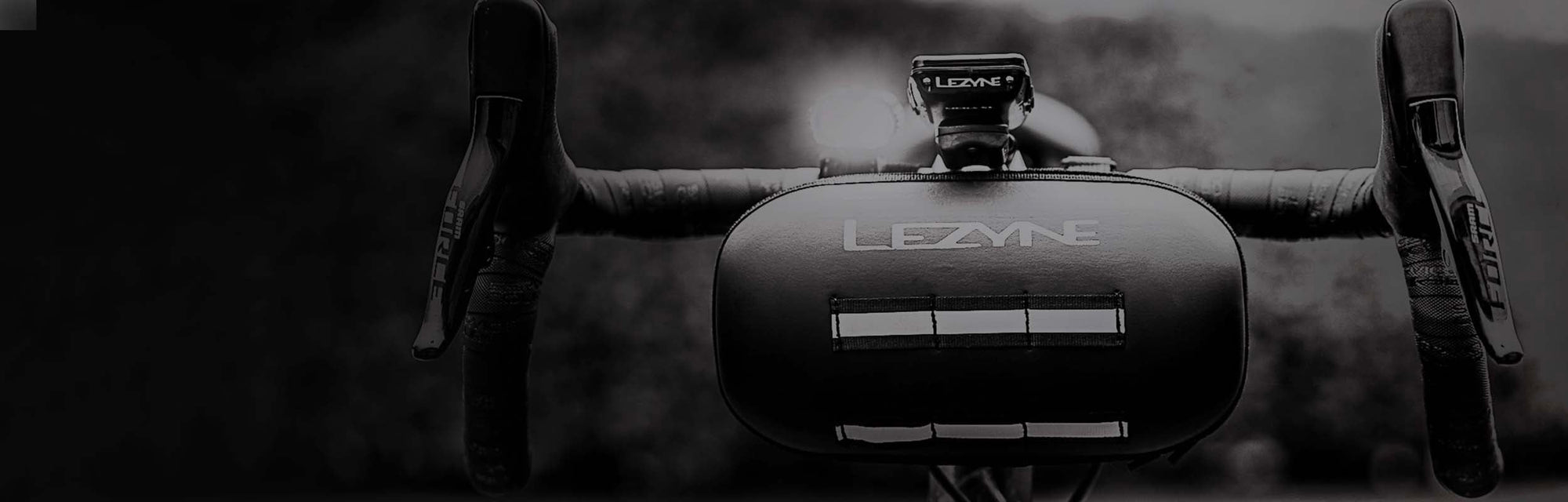 A bag mounted to bicycle handlebars.