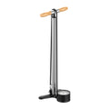 Lezyne Alloy Floor Drive 3.5 floor pump rendering with CNC-machined aluminum construction and wood handle