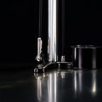Close-up studio shot of the Lezyne Alloy Floor Drive 3.5 aluminum base and stable floor pump design