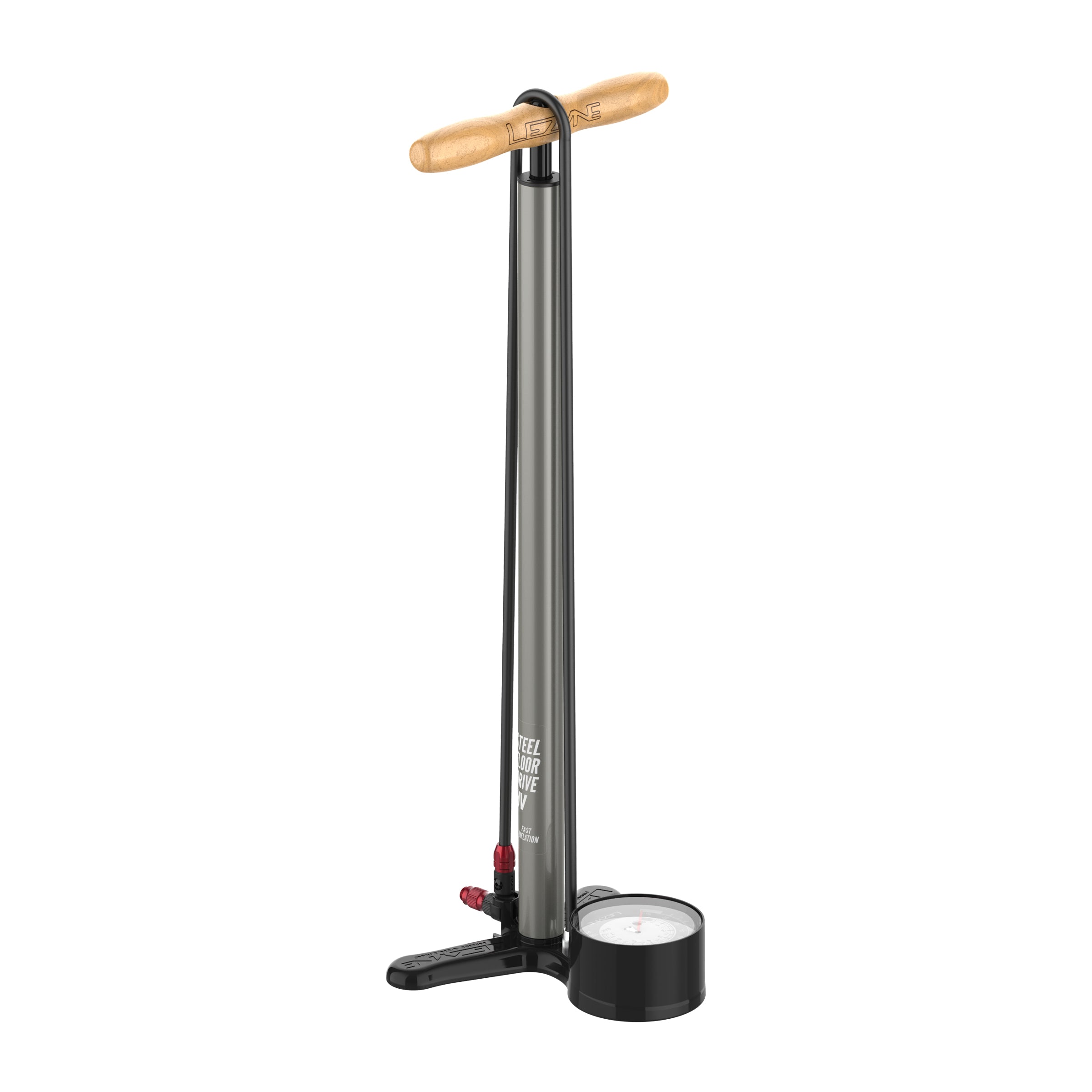 Lezyne Steel HV Floor Drive high volume floor pump in grey