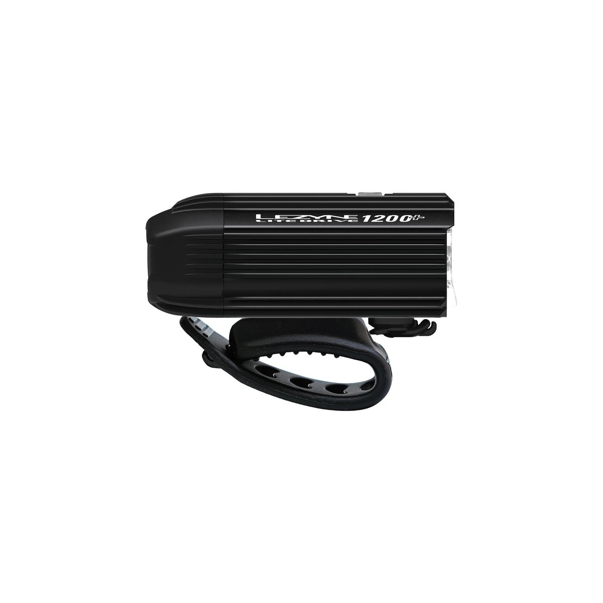 Lezyne Lite Drive 1200+ front bike light with hadlebar strap.