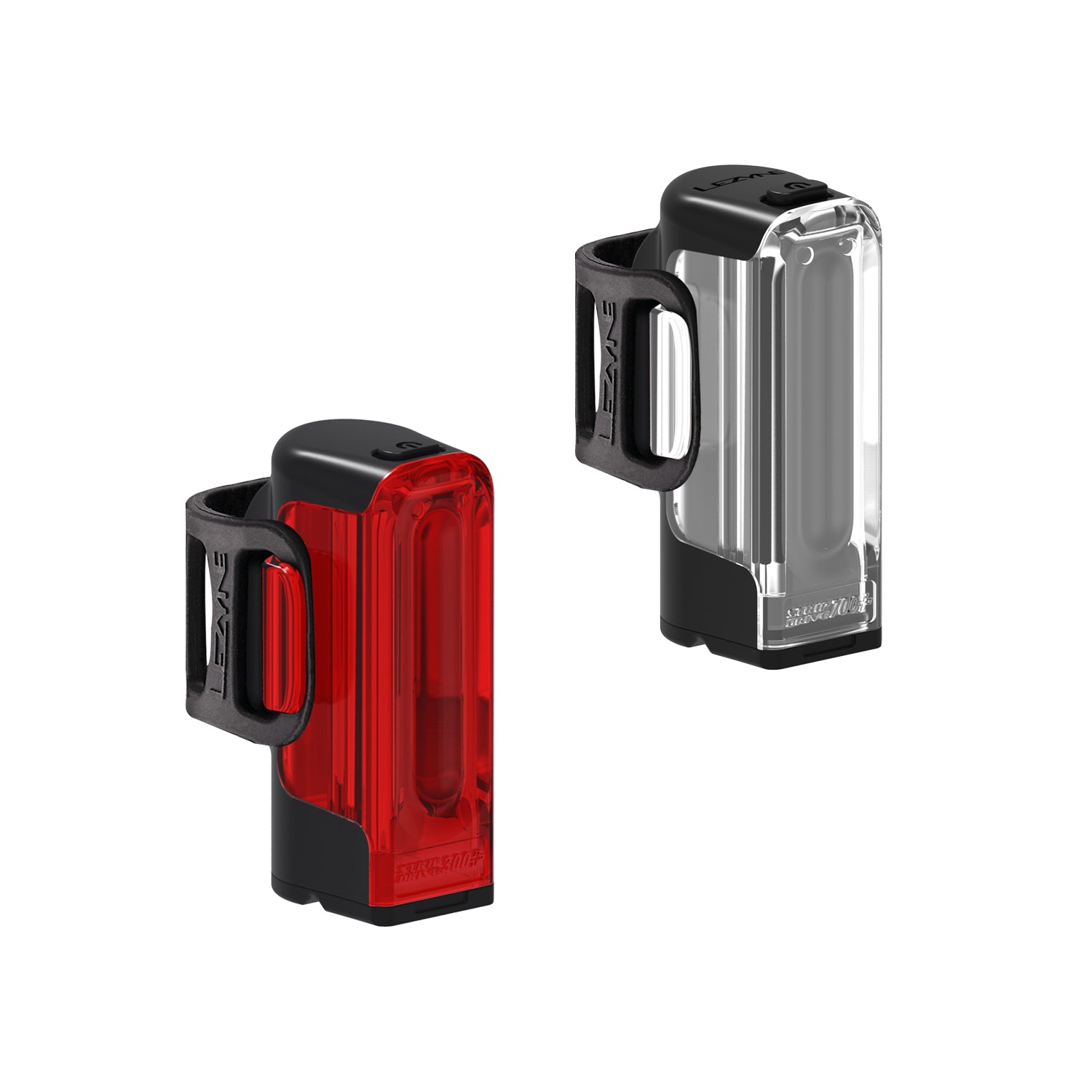 STRIP DRIVE+ Pair LED front & rear bike light set, powerful output, long runtimes, Daytime Flash mode, IPX7 waterproofing.