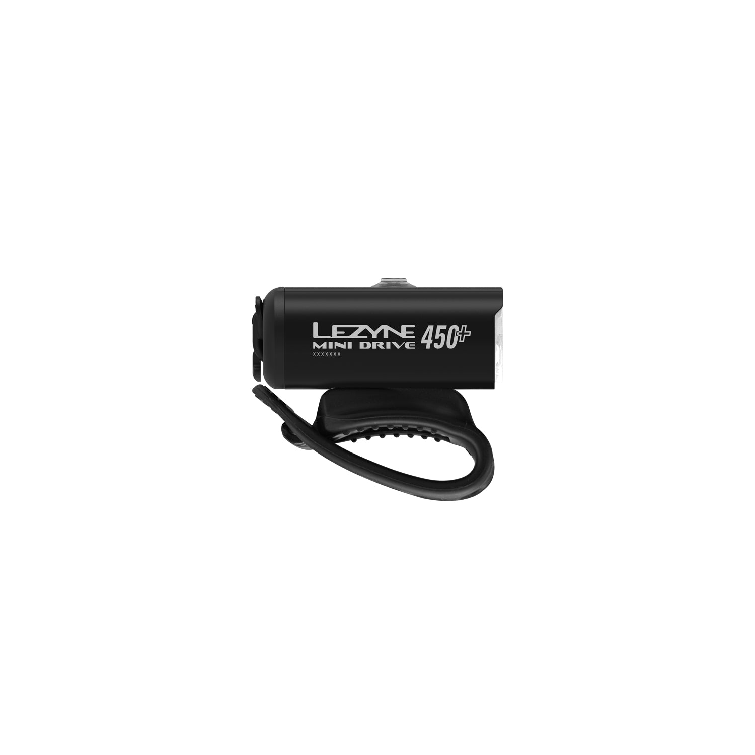Lezyne Mini Drive 450+ Front side rendering highlighting the versatile handlebar mounting strap