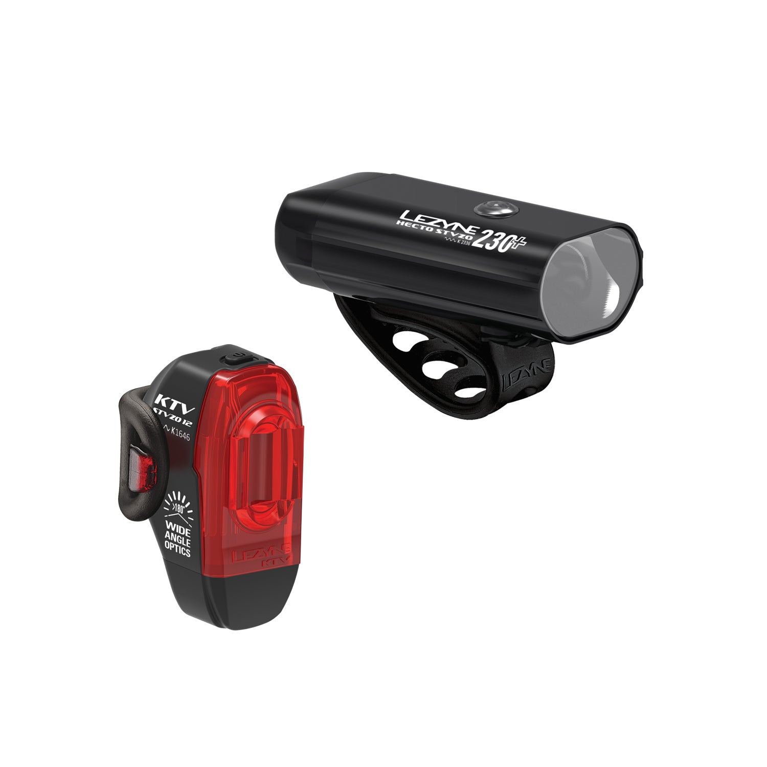 Lezyne HECTO StVZO 230+ FRONT & KTV REAR StVZO LED bike light set with StVZO compliance, providing reliable front and rear visibility for safer rides.
