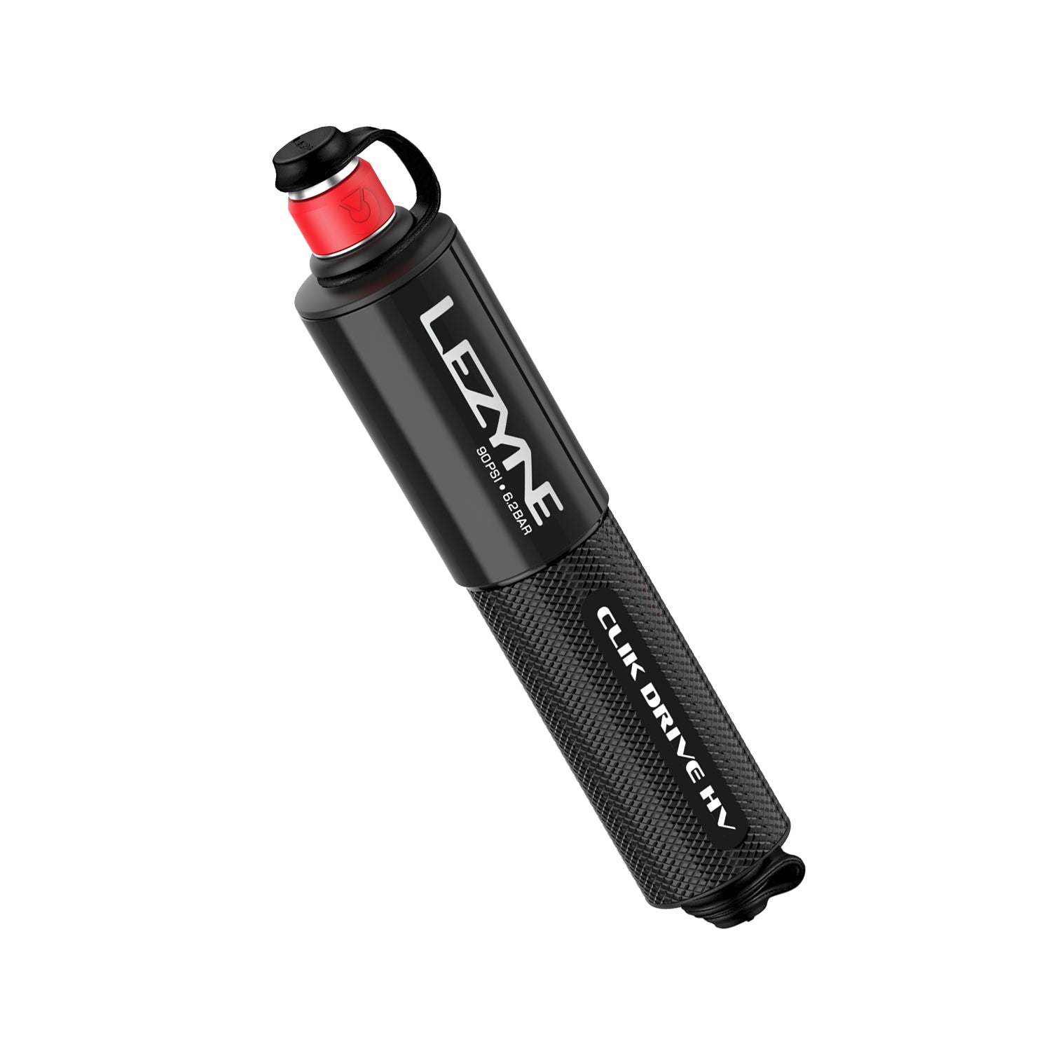 Lezyne CLIK DRIVE HV – compact high-volume hand pump for MTB and gravel bikes using Clik Valve Cores.