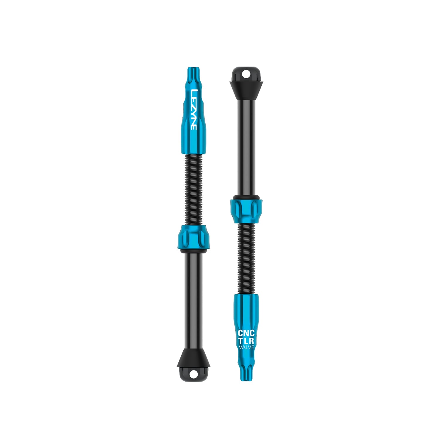 Metallic Blue CNC TLR VALVE PRO 80mm tubeless Presta valve with high-flow system, T25 tool cap, and lightweight design for deep rim compatibility.