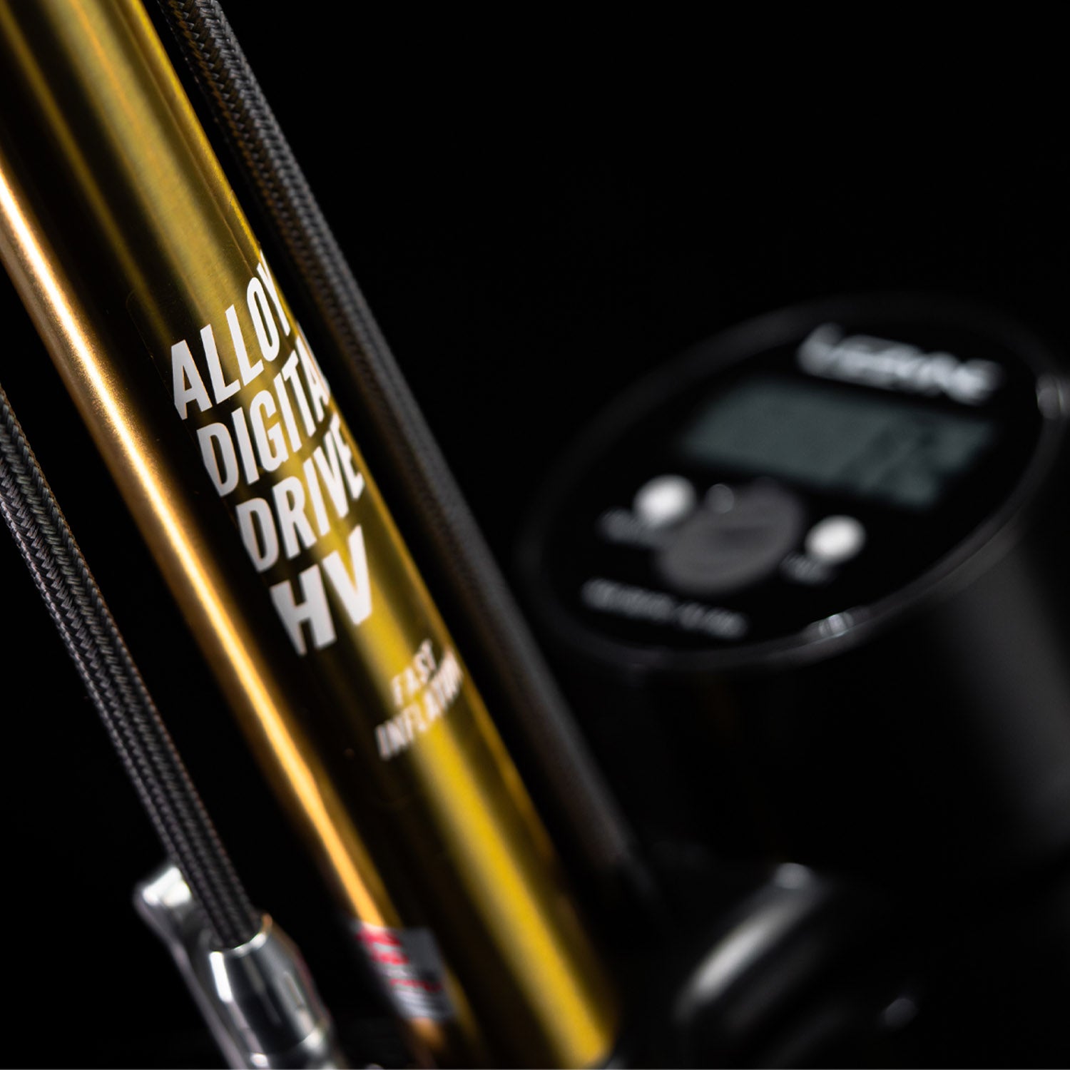 18k Gold Plated High Volume Digital Floor Pump with digital gauge