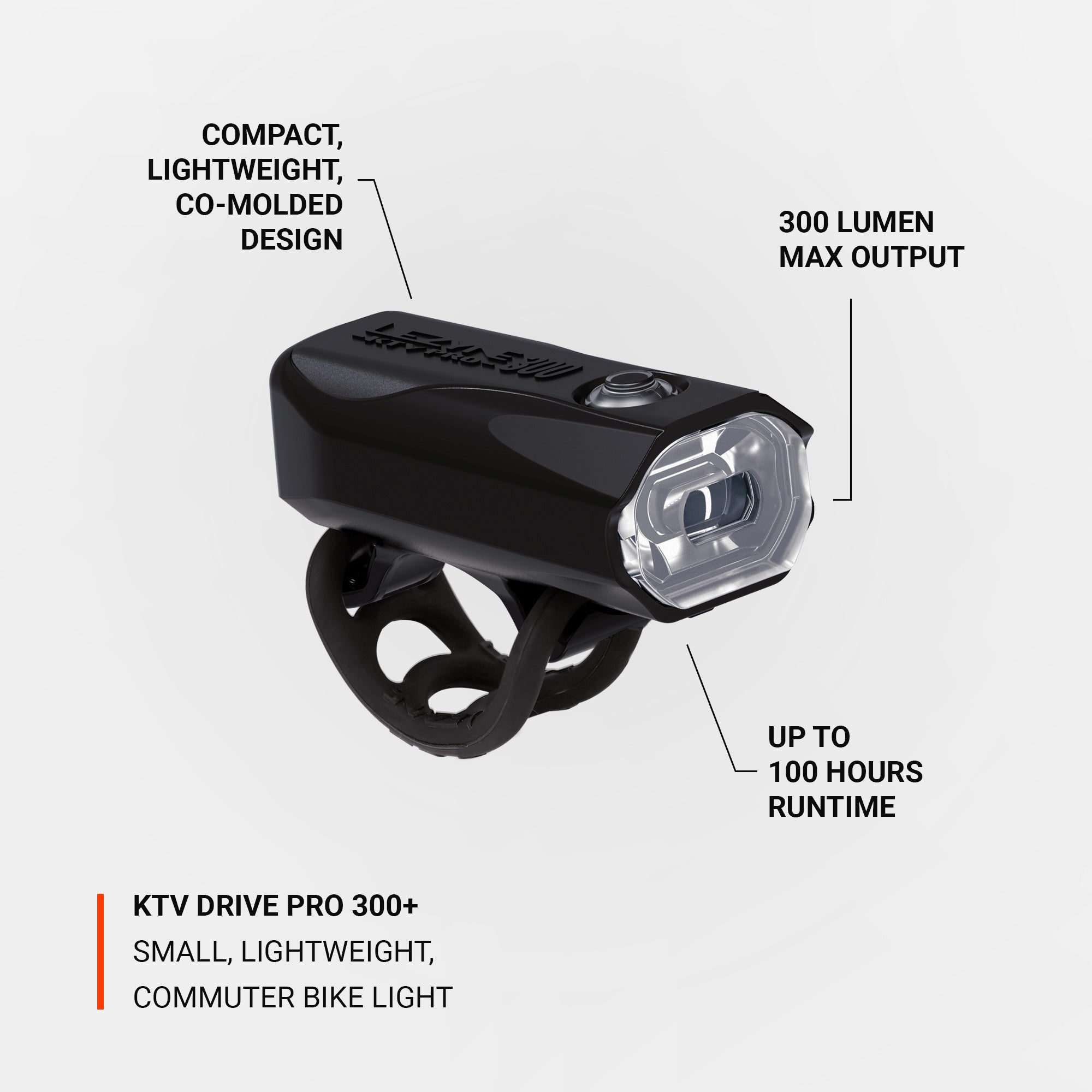 Lezyne KTV Drive Pro 300+ front bike light with 300 lumen output