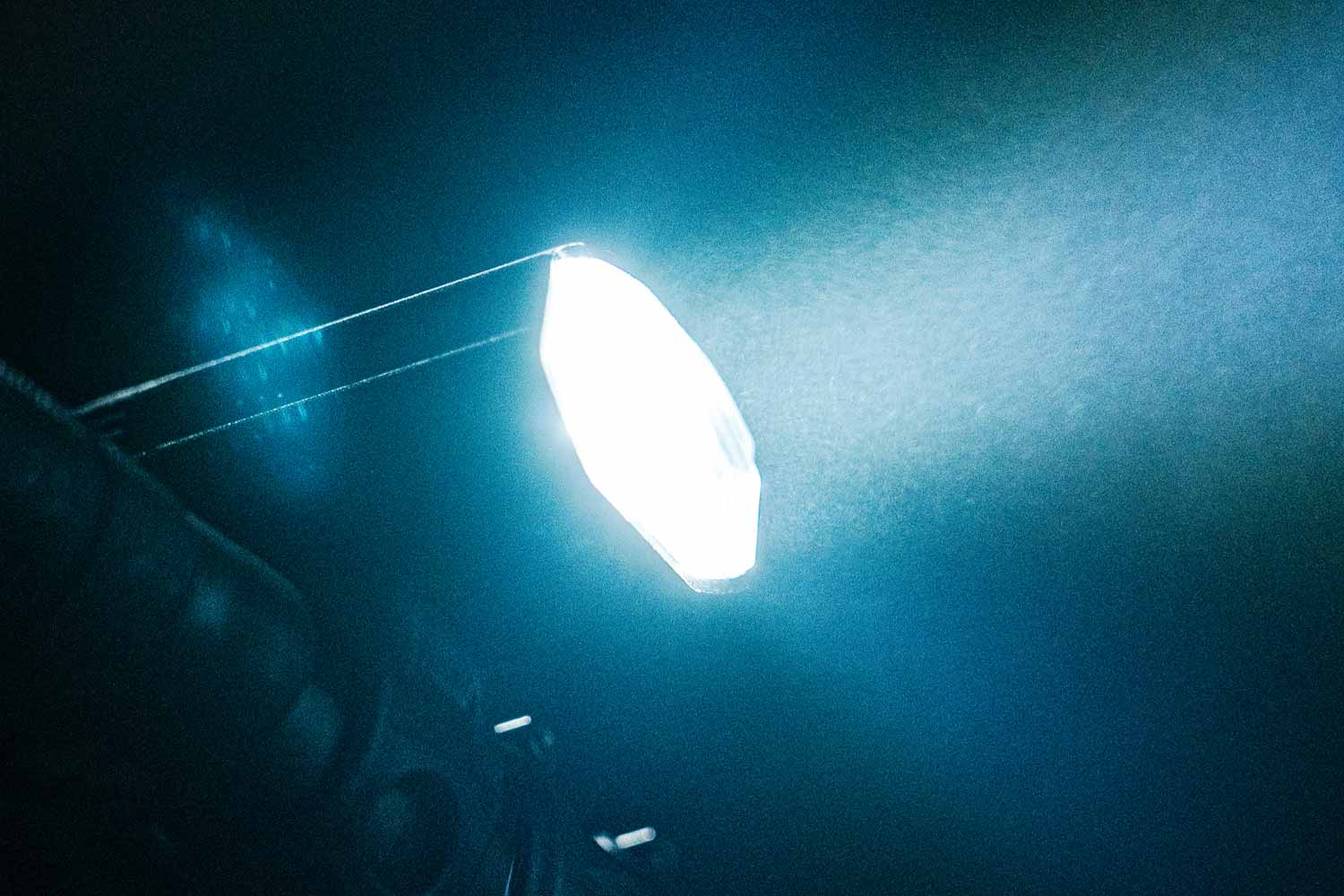 LED bike light highlighting the engineered optical lens design 