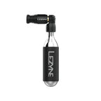 Side view of black Trigger Speed Drive CO2 inflator, showing sleek design with neoprene sleeve and Presta valve compatibility.