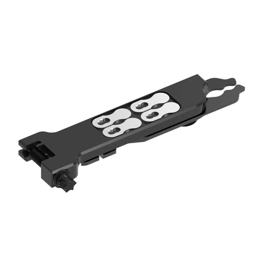Compact and versatile Lezyne Multi Chain Pliers with anodized aluminum body and magnetic quick-link holders.