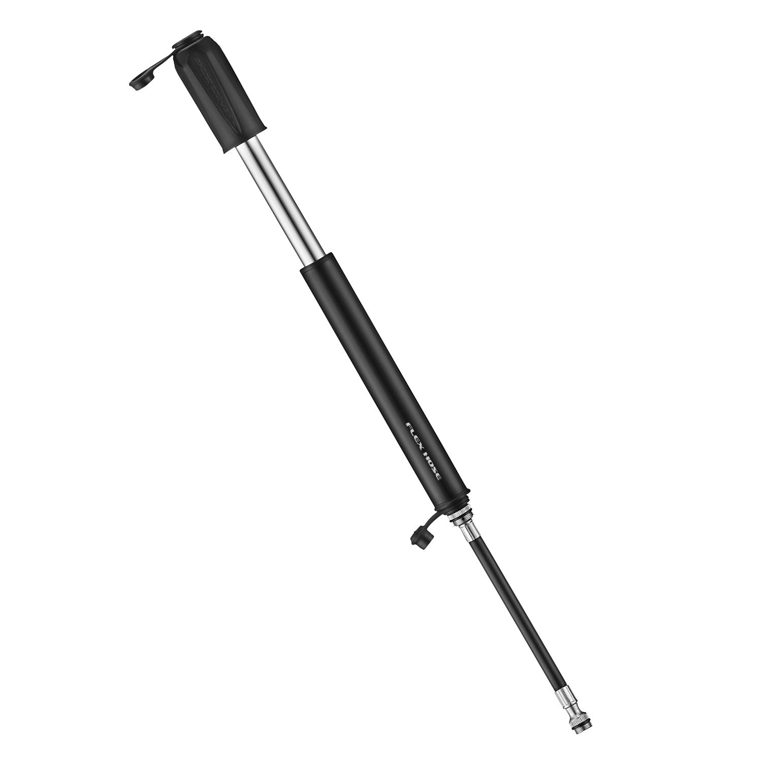 Lezyne Sport Drive HP  high pressure bike hand pump in black extended.