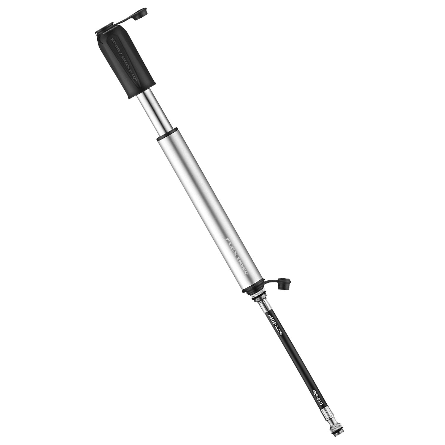 Lezyne Sport Drive HP  high pressure bike hand pump in grey extended.