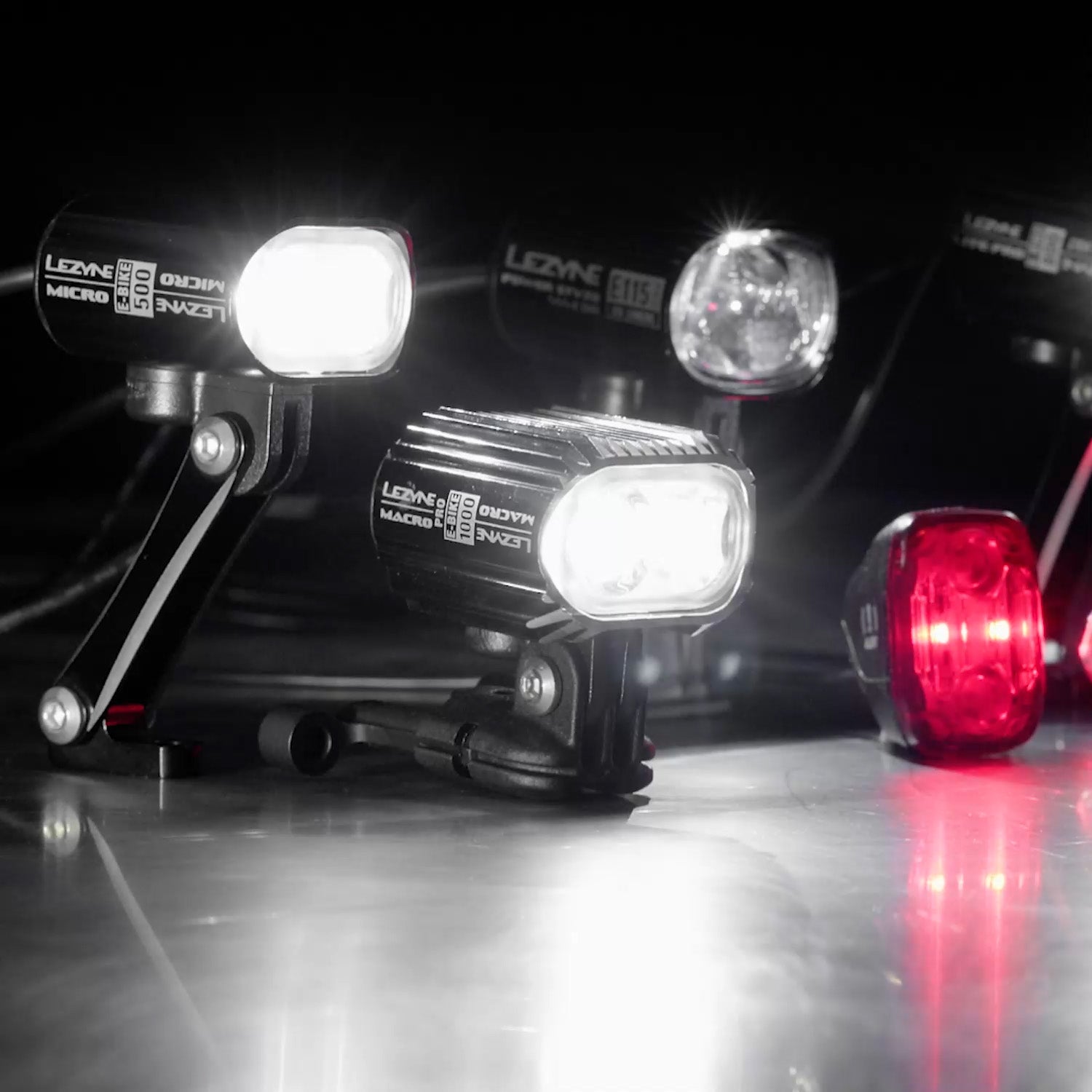 Compact and durable E-Bike Macro Drive 1000 front light by Lezyne with enhanced side visibility and intelligent auto dim mode.